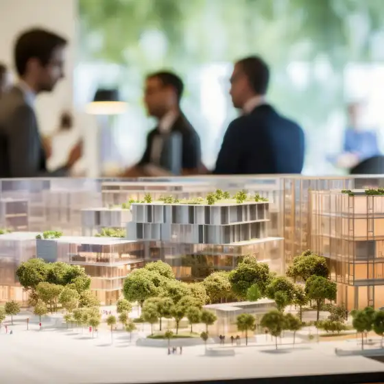 Ein Architekturmodell eines Gebäudekomplexes